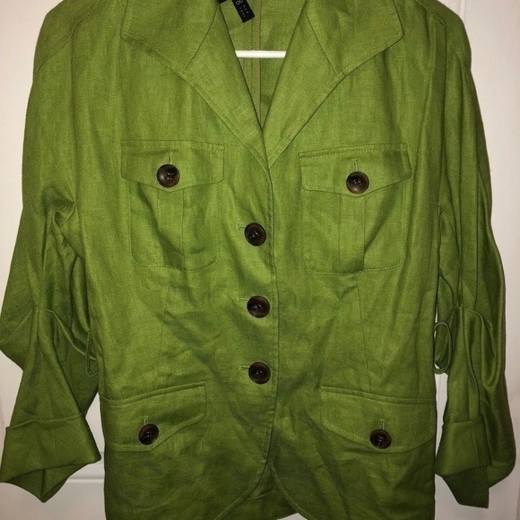 Lafayette 148 New York Linen Size 4‎ Green Blazer - Picture 1 of 7